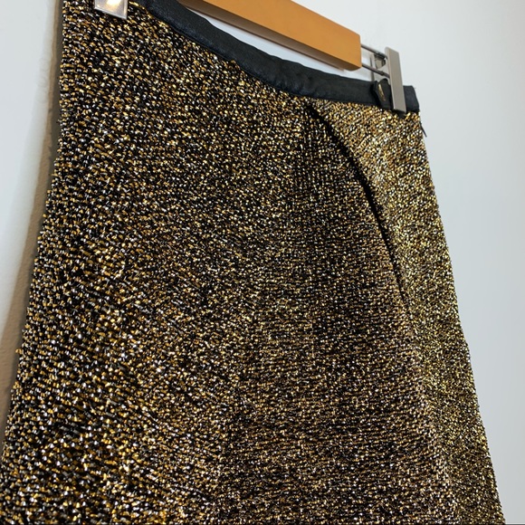 Hommage Metallic Tinsel A-Line Gold Silver Skirt - Picture 3 of 7